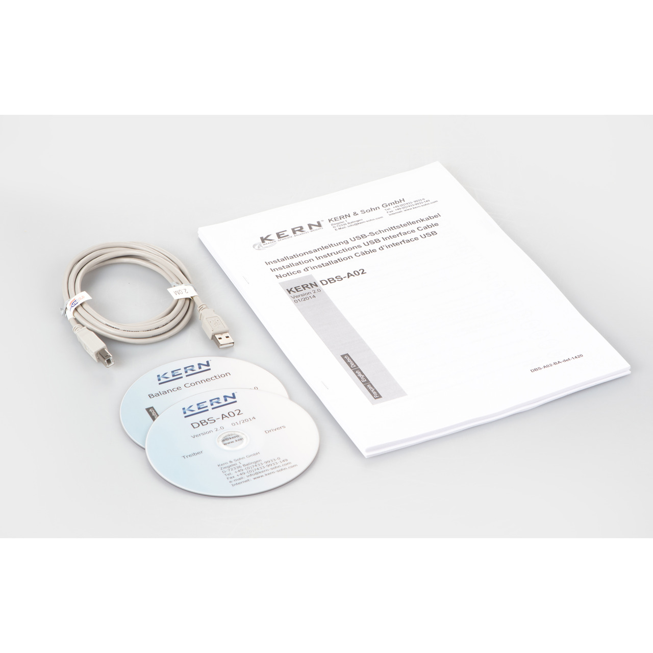USB-Schnittstellen-Set für bidirektionalen Datenaustausch zwischen Feuchtebestimmer und Computer. Lieferumfang: USB-Kabel, Treiber-CD Software Balance Connection