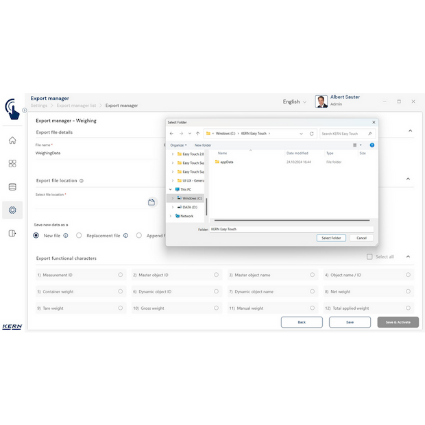 Software EasyTouch SET-37 Export Manager