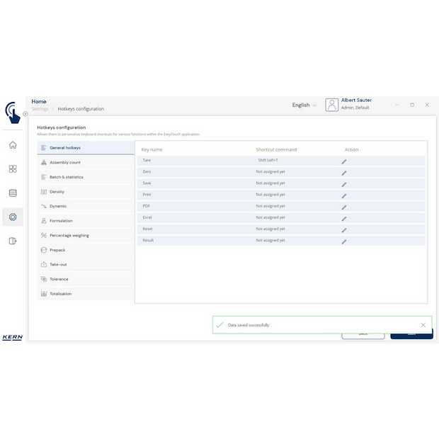 Software EasyTouch SET-411 Hotkeys