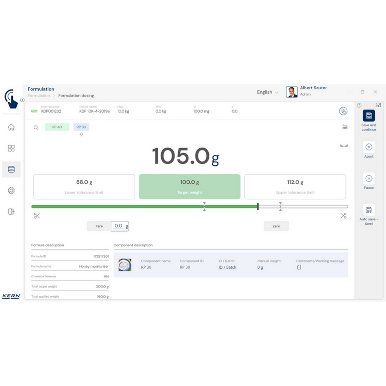 Software EasyTouch SET-21 Formulation