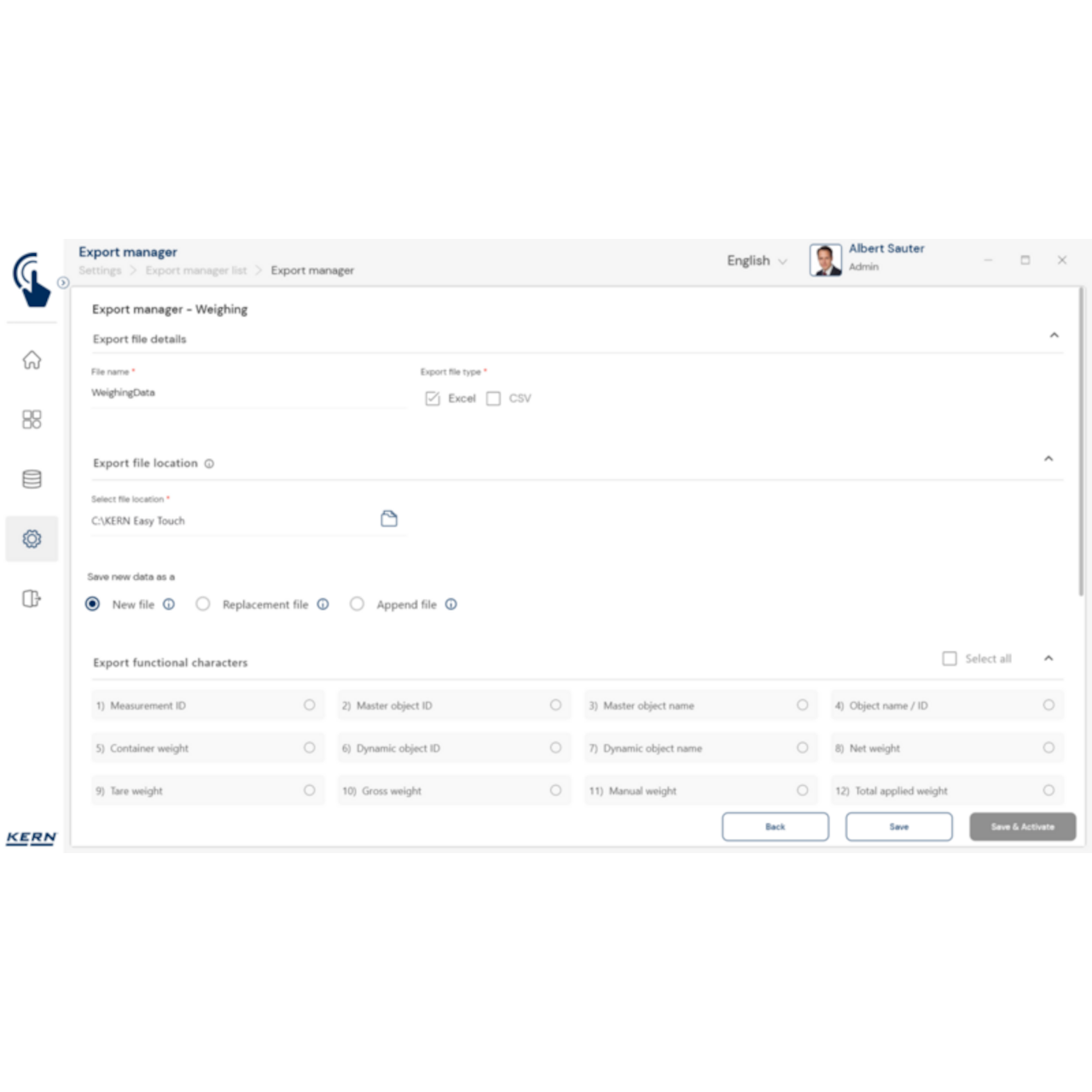 Software EasyTouch SET-37 Export Manager
