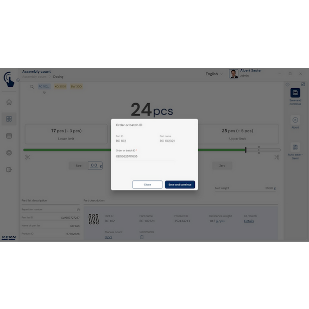 Software EasyTouch SET-35 Assembly Count