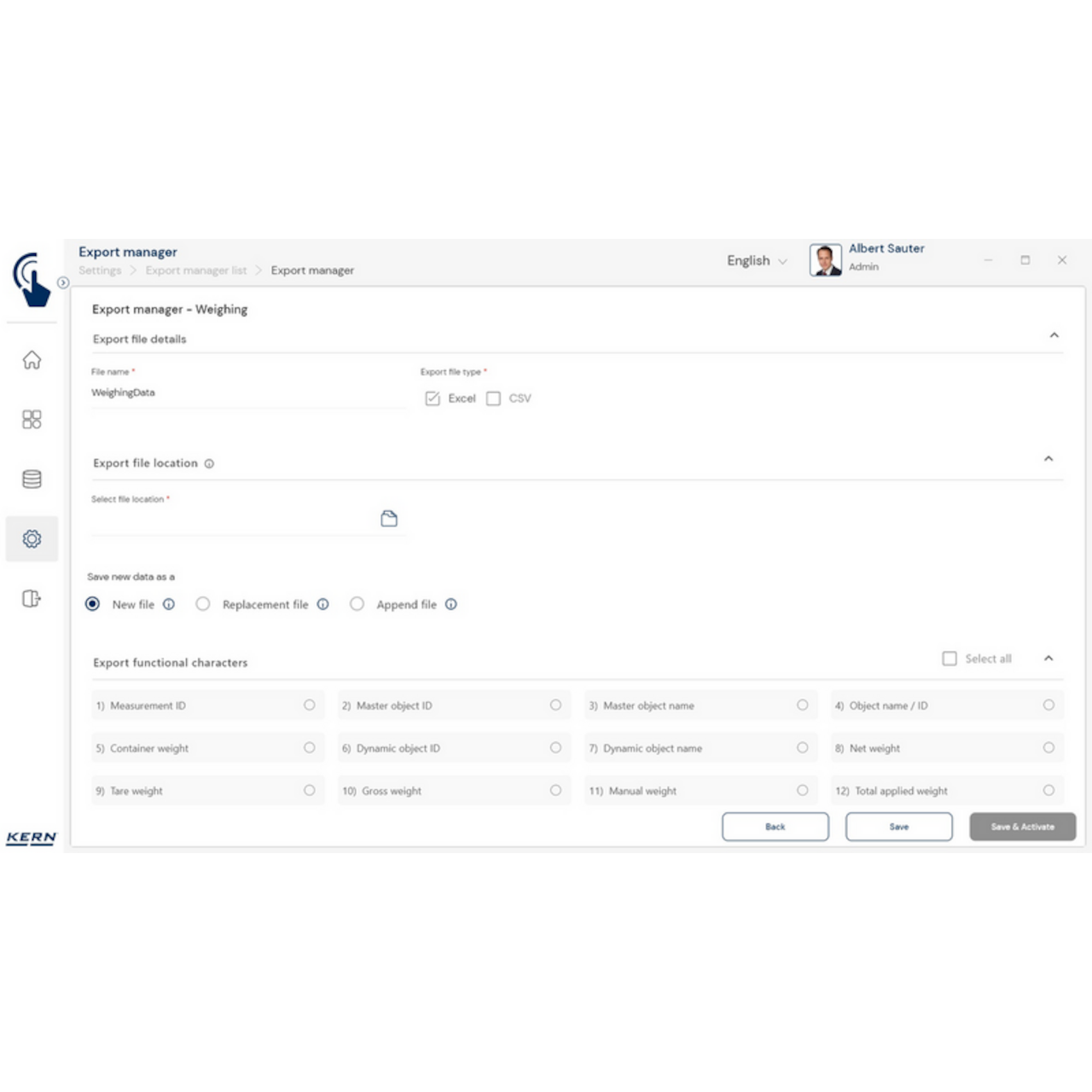Software EasyTouch SET-37 Export Manager