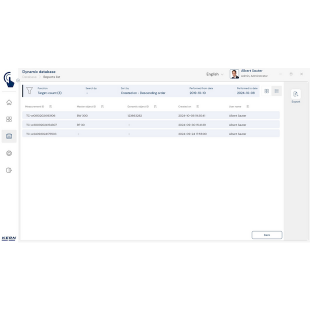 Software EasyTouch SET-33 Target Count
