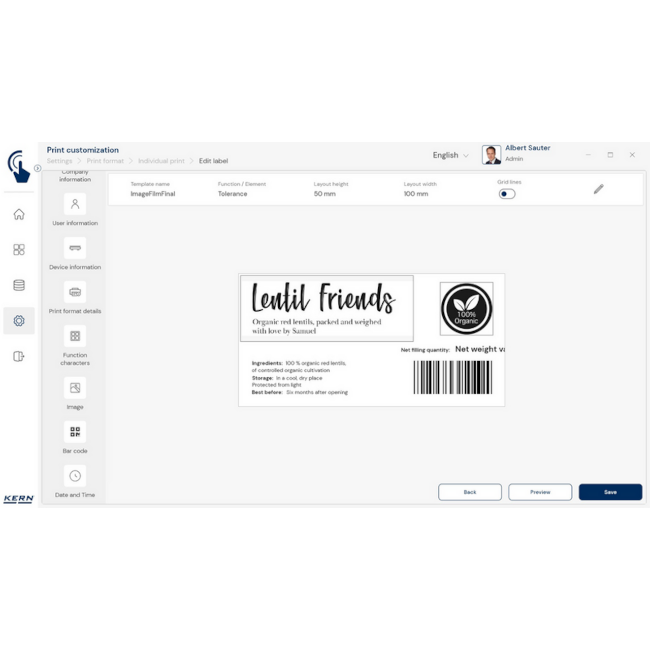 Software EasyTouch SET-14 Individual Print