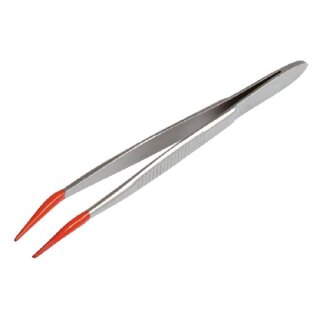 Pinzas, acero inoxidable inoxidable con puntas revestidas de silicona, 105 mm. Para pesas de la clase E1 - F1, 1 mg - 200 g